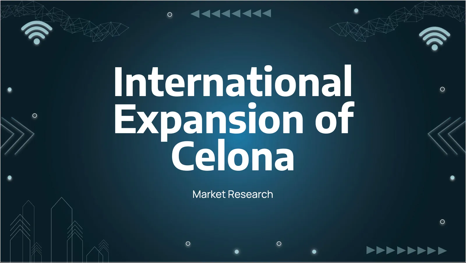 Title slide reading International Expansion of Celona: Market Research